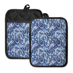 Blue Spring Butterfly Pattern Print Pot Holders With Pocket