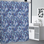 Blue Spring Butterfly Pattern Print Premium Shower Curtain