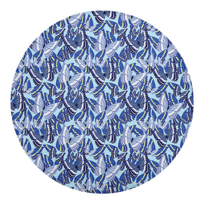 Blue Spring Butterfly Pattern Print Round Blanket