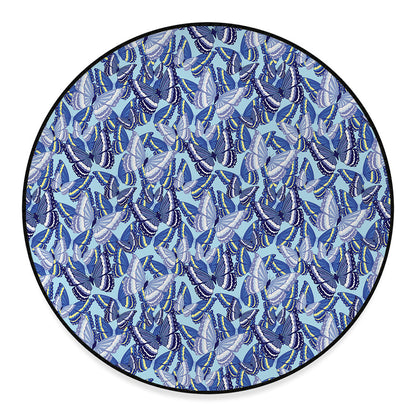 Blue Spring Butterfly Pattern Print Round Floor Mat