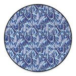 Blue Spring Butterfly Pattern Print Round Floor Mat