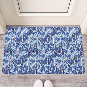 Blue Spring Butterfly Pattern Print Rubber Doormat