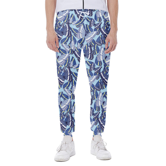 Blue Spring Butterfly Pattern Print Scuba Joggers