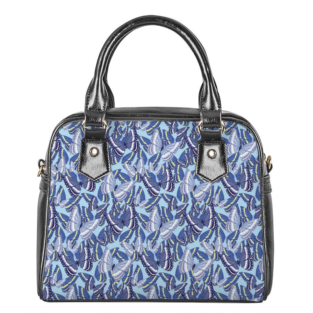 Blue Spring Butterfly Pattern Print Shoulder Handbag