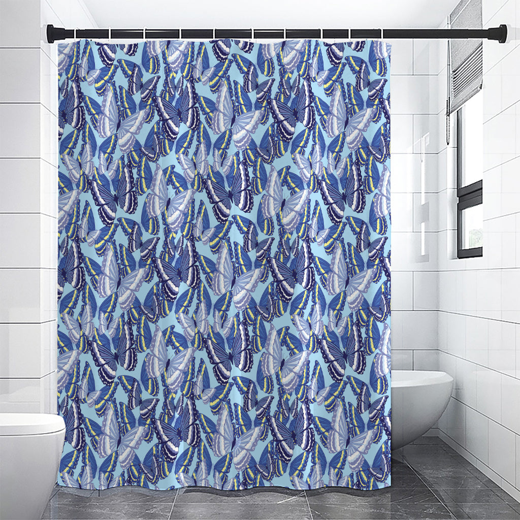 Blue Spring Butterfly Pattern Print Shower Curtain