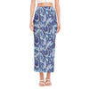 Blue Spring Butterfly Pattern Print Side Slit Maxi Skirt