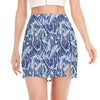 Blue Spring Butterfly Pattern Print Side Slit Mini Skirt