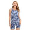 Blue Spring Butterfly Pattern Print Sleeveless One Piece Swimsuit