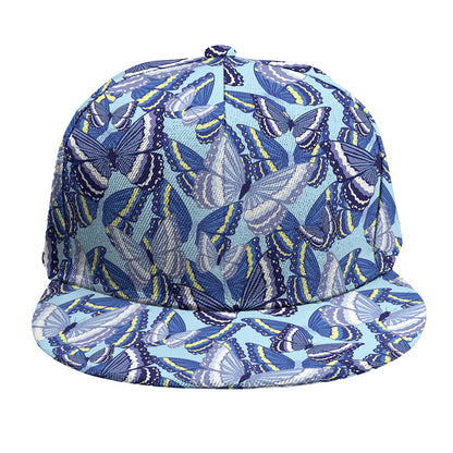Blue Spring Butterfly Pattern Print Snapback Cap