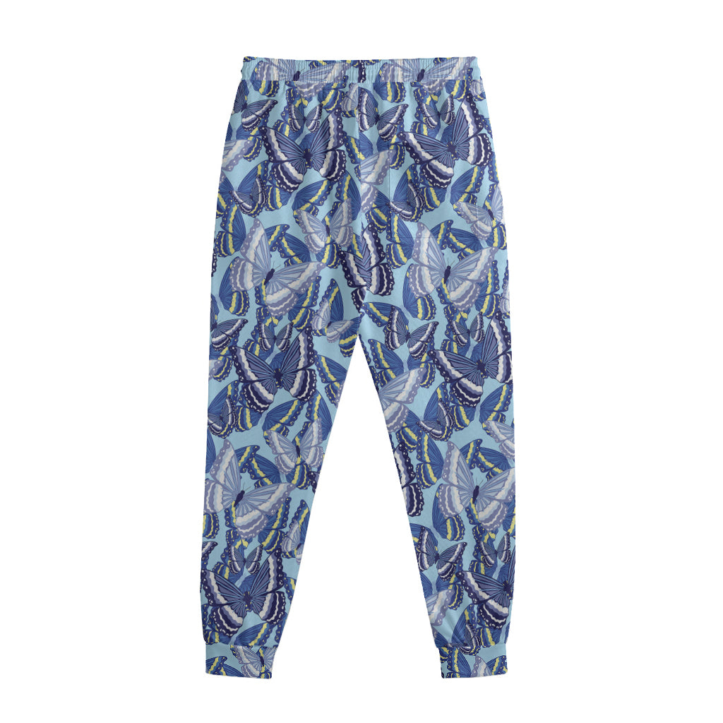 Blue Spring Butterfly Pattern Print Sweatpants