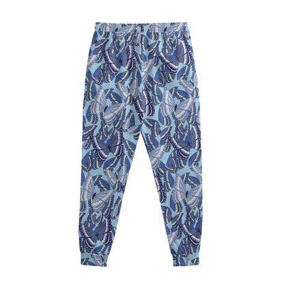 Blue Spring Butterfly Pattern Print Sweatpants
