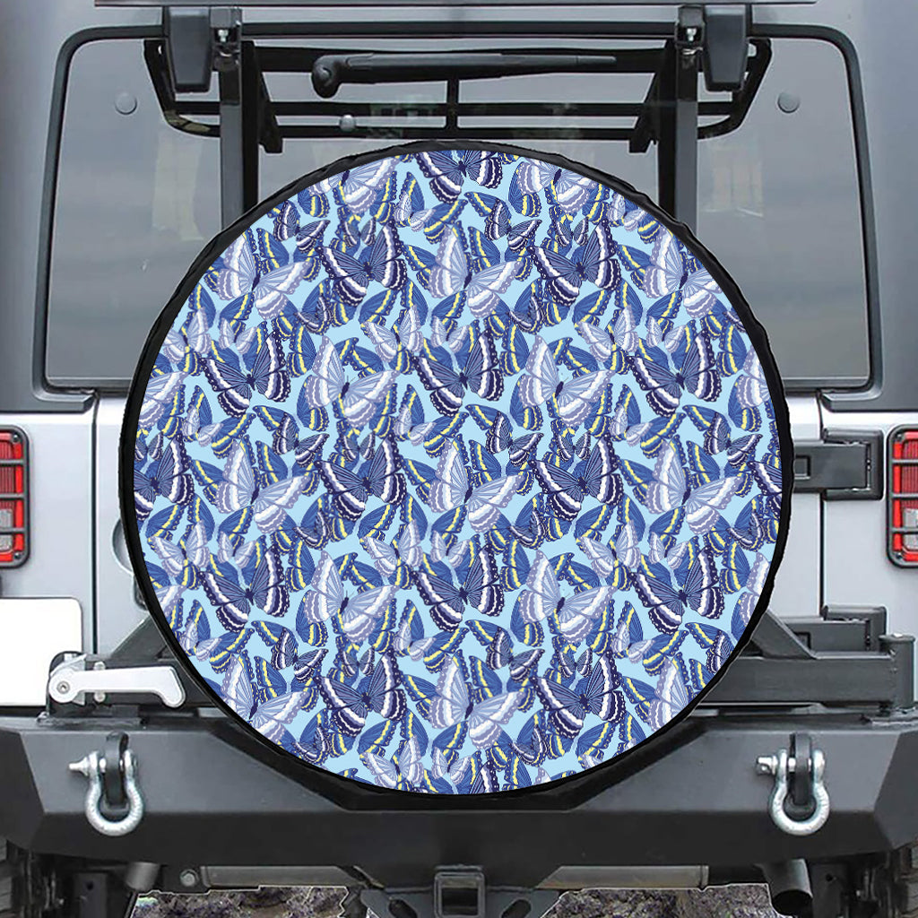 Blue Spring Butterfly Pattern Print Tire Cover