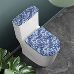 Blue Spring Butterfly Pattern Print Toilet Lid And Tank Cover Set