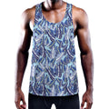 Blue Spring Butterfly Pattern Print Men's Workout Tank Top
