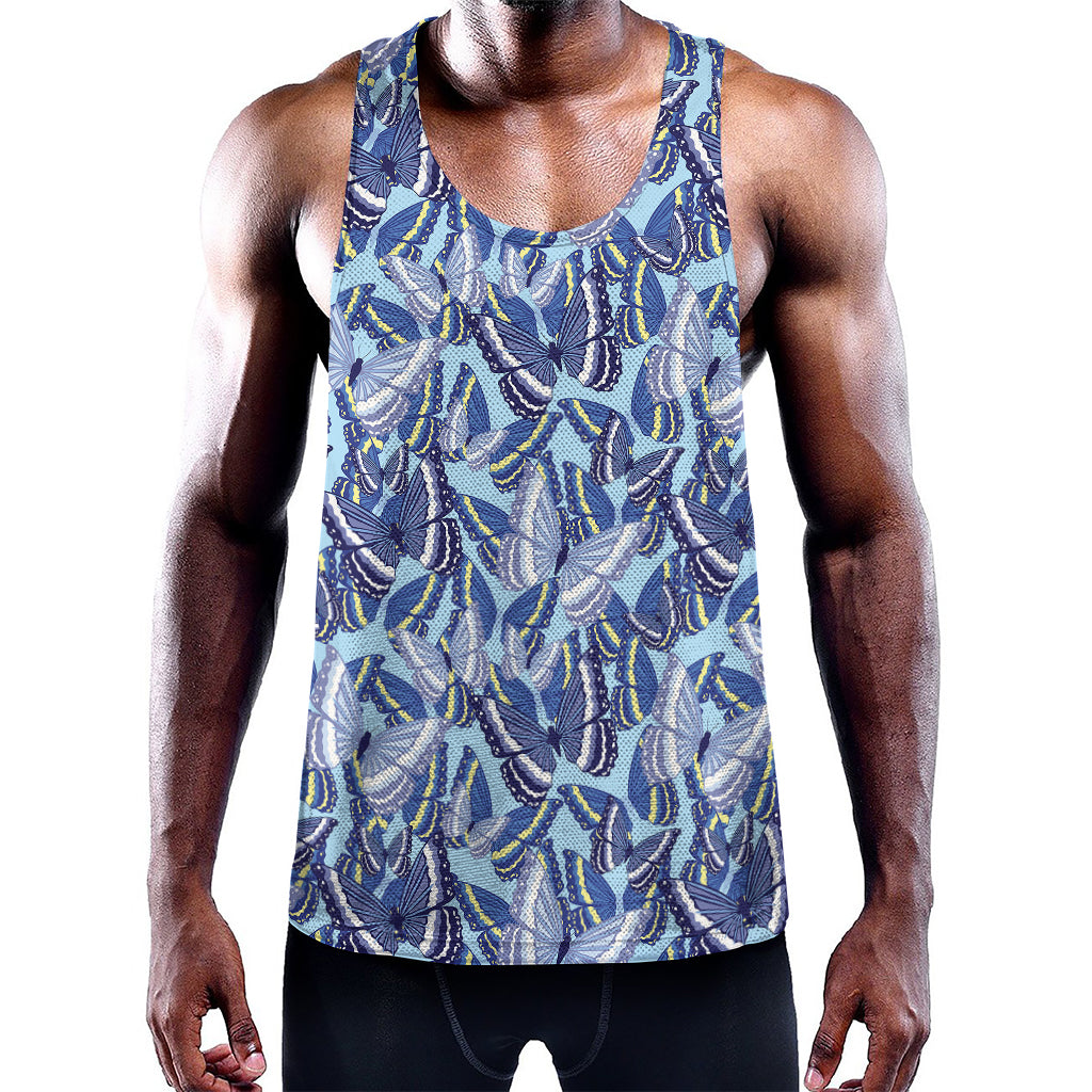 Blue Spring Butterfly Pattern Print Training Tank Top