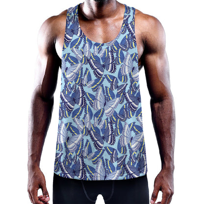 Blue Spring Butterfly Pattern Print Training Tank Top