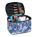 Blue Spring Butterfly Pattern Print Travel Makeup Bag