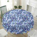 Blue Spring Butterfly Pattern Print Waterproof Round Tablecloth