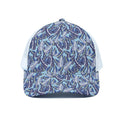 Blue Spring Butterfly Pattern Print White Mesh Trucker Hat