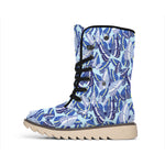 Blue Spring Butterfly Pattern Print Winter Boots