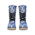 Blue Spring Butterfly Pattern Print Winter Boots