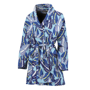 Blue Spring Butterfly Pattern Print Women's Bathrobe