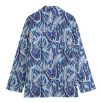 Blue Spring Butterfly Pattern Print Women's Blazer