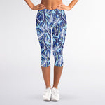 Blue Spring Butterfly Pattern Print Women's Capri Leggings