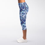 Blue Spring Butterfly Pattern Print Women's Capri Leggings