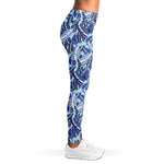 Blue Spring Butterfly Pattern Print Women's Leggings