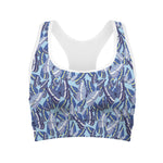 Blue Spring Butterfly Pattern Print Women's Sports Bra