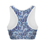 Blue Spring Butterfly Pattern Print Women's Sports Bra