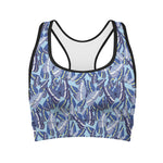 Blue Spring Butterfly Pattern Print Women's Sports Bra