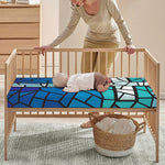 Blue Stained Glass Cross Print Baby Crib Sheet