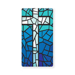 Blue Stained Glass Cross Print Baby Crib Sheet