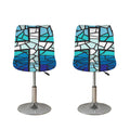 Blue Stained Glass Cross Print Bar Stool Covers