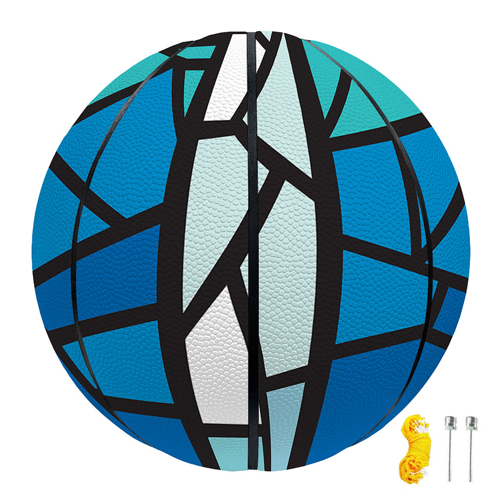 Blue Stained Glass Cross Print Basketball
