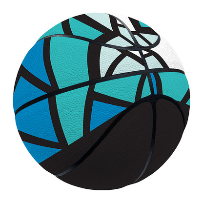 Blue Stained Glass Cross Print Basketball