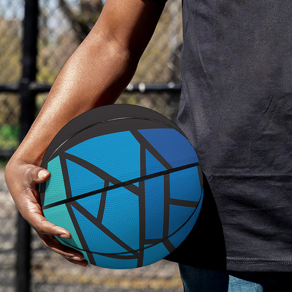 Blue Stained Glass Cross Print Basketball