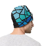 Blue Stained Glass Cross Print Beanie