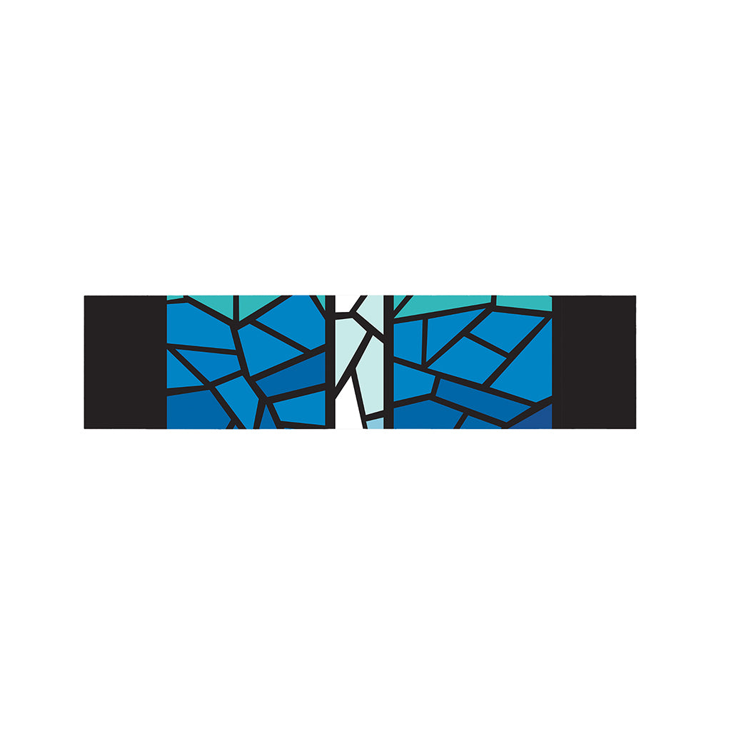 Blue Stained Glass Cross Print Bed Runner