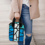 Blue Stained Glass Cross Print Bible Tote Bag