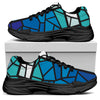 Blue Stained Glass Cross Print Black Chunky Shoes