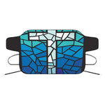Blue Stained Glass Cross Print Car Windshield Snow Cover