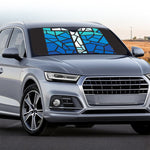 Blue Stained Glass Cross Print Car Windshield Sun Shade