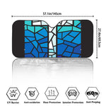 Blue Stained Glass Cross Print Car Windshield Sun Shade