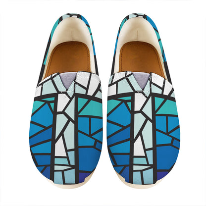 Blue Stained Glass Cross Print Casual Shoes