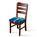 Blue Stained Glass Cross Print Chair Cushion Cover