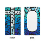 Blue Stained Glass Cross Print Changing Pad Cover
