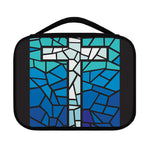 Blue Stained Glass Cross Print Classic Bible Case